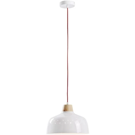 Kave Home - Suspension Bits En Acier Blanc à 1 Ampoule Avec Bois Et Fil En Corde Rouge - Blanc 3 Kave Home - Suspension Bits En Acier Blanc à 1 Ampoule Avec Bois Et Fil En Corde Rouge - Blanc