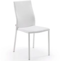 Kave Home - Chaise De Salle à Manger Abelle Blanc En Polyuréthane Avec Siège Rembourré Et Pieds En Acier Recouverts - Blanc