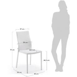 Kave Home - Chaise De Salle à Manger Abelle Blanc En Polyuréthane Avec Siège Rembourré Et Pieds En Acier Recouverts - Blanc -KAVE HOME Soldes 2022 12437758 3