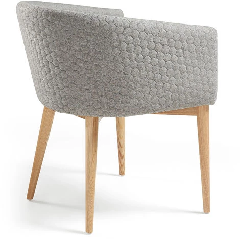 Kave Home - Chaise De Salle à Manger Harlan Gris Clair Tapissée Avec Accoudoirs Et Pieds En Bois - Gris 5 Kave Home - Chaise De Salle à Manger Harlan Gris Clair Tapissée Avec Accoudoirs Et Pieds En Bois - Gris – Image 3