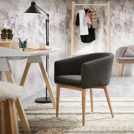 Kave Home - Chaise De Salle à Manger Harlan Gris Clair Tapissée Avec Accoudoirs Et Pieds En Bois - Gris 6 Kave Home - Chaise De Salle à Manger Harlan Gris Clair Tapissée Avec Accoudoirs Et Pieds En Bois - Gris – Image 4