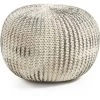 Kave Home - Pouf Shott Blanc Et Argent Rond Ø 45 Cm Avec Housse Tricotée En 100% Coton - Blanc 2 Kave Home - Pouf Shott Blanc Et Argent Rond Ø 45 Cm Avec Housse Tricotée En 100% Coton - Blanc -KAVE HOME Soldes 2022 12437877 1