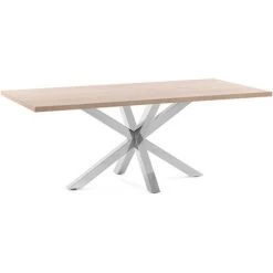 Kave Home - Table De Salle à Manger Argo Rectangulaire 180 X 100 Cm En Mélamine Et Pieds En Acier Inoxydable - Naturel