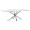 Kave Home - Table De Salle à Manger Argo Rectangulaire 200 X 100 Cm En Mélamine Blanc Et Pieds En Acier Inoxydable - Blanc