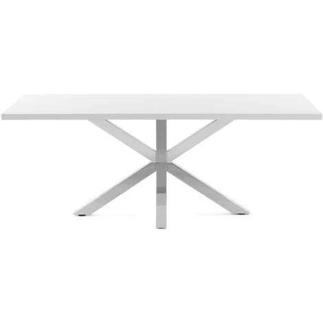 Kave Home - Table De Salle à Manger Argo Rectangulaire 200 X 100 Cm En Mélamine Blanc Et Pieds En Acier Inoxydable - Blanc 4 Kave Home - Table De Salle à Manger Argo Rectangulaire 200 X 100 Cm En Mélamine Blanc Et Pieds En Acier Inoxydable - Blanc – Image 2