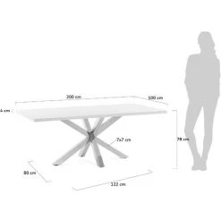 Kave Home - Table De Salle à Manger Argo Rectangulaire 200 X 100 Cm En Mélamine Blanc Et Pieds En Acier Inoxydable - Blanc 9 Kave Home - Table De Salle à Manger Argo Rectangulaire 200 X 100 Cm En Mélamine Blanc Et Pieds En Acier Inoxydable - Blanc -KAVE HOME Soldes 2022 12516787 4