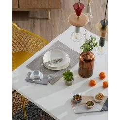 Kave Home - Table De Salle à Manger Argo Rectangulaire 160 X 100 Cm En Mélamine Et Pieds En Acier Blanc - Blanc -KAVE HOME Soldes 2022 12984515 3