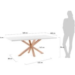 Kave Home - Table De Salle à Manger Argo Rectangulaire 160 X 100 Cm En Mélamine Blanc Et Pieds En Acier - Blanc -KAVE HOME Soldes 2022 12984518 4