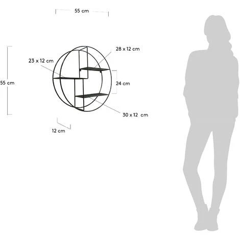 Kave Home - Étagère Murale Across Rond Ø55 Cm En Acier Noir - Noir 5 Kave Home - Étagère Murale Across Rond Ø55 Cm En Acier Noir - Noir – Image 3