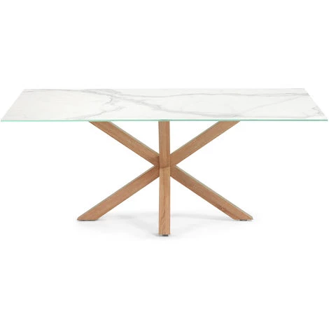 Kave Home - Table De Salle à Manger Argo Rectangulaire 180 X 1000 Cm En Porcelaine Kalos Blanc Et Pieds En Acier 4 Kave Home - Table De Salle à Manger Argo Rectangulaire 180 X 1000 Cm En Porcelaine Kalos Blanc Et Pieds En Acier – Image 2