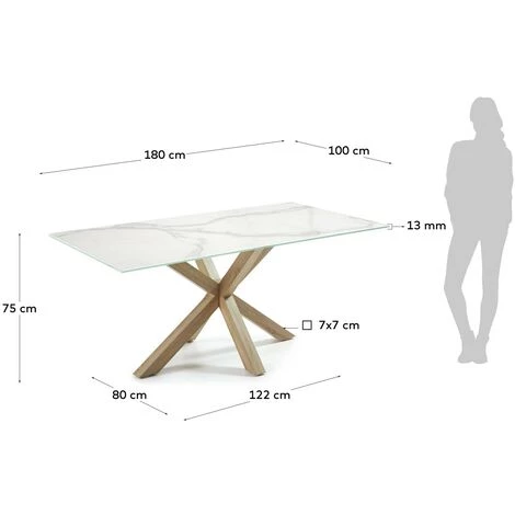 Kave Home - Table De Salle à Manger Argo Rectangulaire 180 X 1000 Cm En Porcelaine Kalos Blanc Et Pieds En Acier 5 Kave Home - Table De Salle à Manger Argo Rectangulaire 180 X 1000 Cm En Porcelaine Kalos Blanc Et Pieds En Acier – Image 3