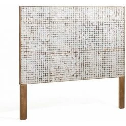 Kave Home - Tête De Lit Kron Avec Pieds En Bois Massif De Manguier Et Coques De Noix De Coco Pour Lit - Blanc