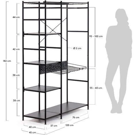Kave Home - Armoire Ouverte Storn Noir 120 X 182 Cm En Acier - Noir 6 Kave Home - Armoire Ouverte Storn Noir 120 X 182 Cm En Acier - Noir – Image 4