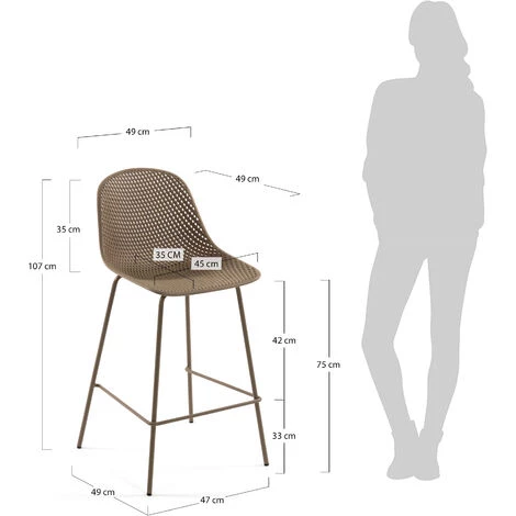 Kave Home - Tabouret Quinby Beige Hauteur 75 Cm - Beige 7 Kave Home - Tabouret Quinby Beige Hauteur 75 Cm - Beige – Image 5