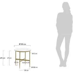 Kave Home - Table D'appoint Elisenda En Verre Blanc Et Structure En Acier Finition Dorée Ø 50 Cm - Blanc -KAVE HOME Soldes 2022 14119248 3