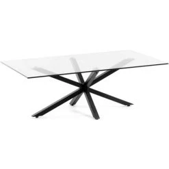 Kave Home - Table Basse Argo 130 X 70 Cm En Verre Et Pieds Noir - Noir