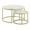 Kave Home - Ensemble Leonor De 2 Tables D'appoint En Verre Blanc Et Acier Finition Dorée Ø80cm / Ø50cm - Blanc -KAVE HOME Soldes 2022 14119251 1