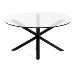 Kave Home - Table Basse Full Argo En Verre Et Pieds En Acier Noir Ø 82 Cm - Transparent