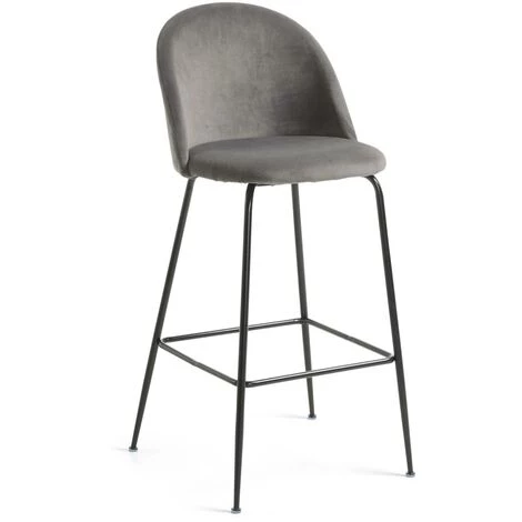 Kave Home - Tabouret Ivonne Velours Gris Hauteur 76 Cm - Gris 3 Kave Home - Tabouret Ivonne Velours Gris Hauteur 76 Cm - Gris