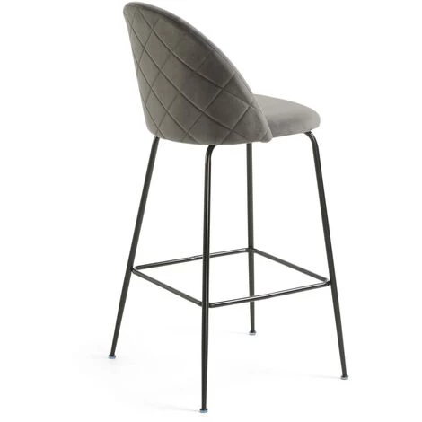 Kave Home - Tabouret Ivonne Velours Gris Hauteur 76 Cm - Gris 5 Kave Home - Tabouret Ivonne Velours Gris Hauteur 76 Cm - Gris – Image 3