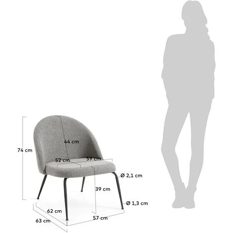 Kave Home - Fauteuil Ivonne Gris - Gris 7 Kave Home - Fauteuil Ivonne Gris - Gris – Image 5