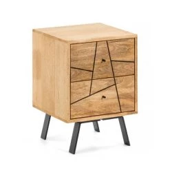 Kave Home - Table De Chevet Balia En Bois De Manguier Massif Et Métal 40 X 56 Cm - Naturel