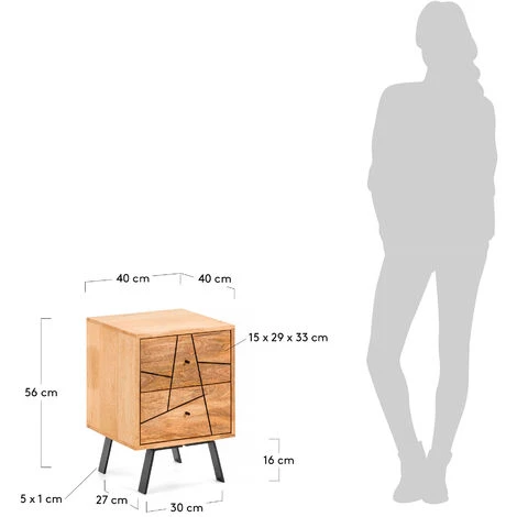 Kave Home - Table De Chevet Balia En Bois De Manguier Massif Et Métal 40 X 56 Cm - Naturel 7 Kave Home - Table De Chevet Balia En Bois De Manguier Massif Et Métal 40 X 56 Cm - Naturel – Image 5