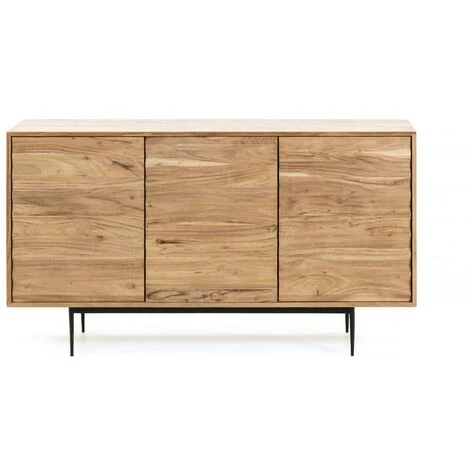 Kave Home - Buffet Delsie 3 Portes En Bois D'acacia Massif Et Acier Peint Noir 147 X 81 Cm - Naturel 5 Kave Home - Buffet Delsie 3 Portes En Bois D'acacia Massif Et Acier Peint Noir 147 X 81 Cm - Naturel – Image 3
