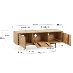 Kave Home - Meuble TV Delsie 3 Portes En Bois D'acacia Massif Et Acier Finition Noire 147 X 50 Cm - Naturel 11 Kave Home - Meuble TV Delsie 3 Portes En Bois D'acacia Massif Et Acier Finition Noire 147 X 50 Cm - Naturel -KAVE HOME Soldes 2022 14455890 5