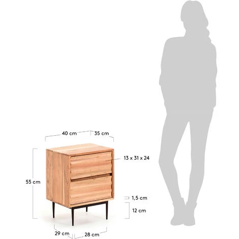 Kave Home - Table De Chevet Delsie En Acacia Massif 40 X 55 Cm - Naturel 6 Kave Home - Table De Chevet Delsie En Acacia Massif 40 X 55 Cm - Naturel – Image 4