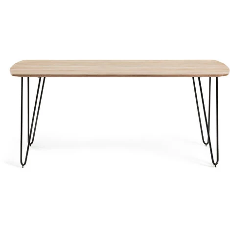 Kave Home - Table Barcli 160 X 90 Cm En Bois D'acacia Massif Et Pieds En Acier Noir - Naturel 4 Kave Home - Table Barcli 160 X 90 Cm En Bois D'acacia Massif Et Pieds En Acier Noir - Naturel – Image 2