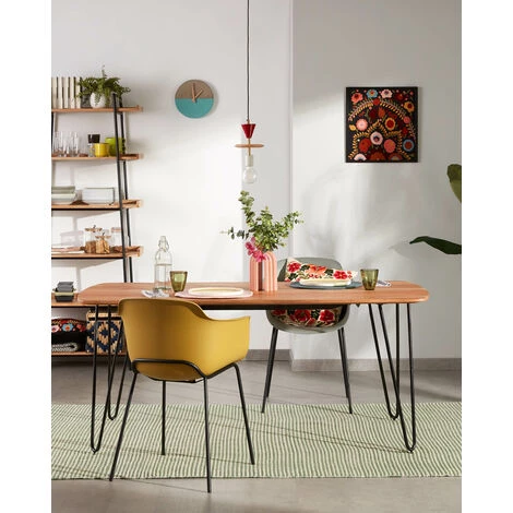 Kave Home - Table Barcli 160 X 90 Cm En Bois D'acacia Massif Et Pieds En Acier Noir - Naturel 5 Kave Home - Table Barcli 160 X 90 Cm En Bois D'acacia Massif Et Pieds En Acier Noir - Naturel – Image 3