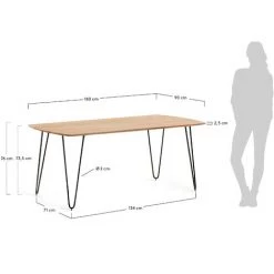 Kave Home - Table Barcli 160 X 90 Cm En Bois D'acacia Massif Et Pieds En Acier Noir - Naturel 9 Kave Home - Table Barcli 160 X 90 Cm En Bois D'acacia Massif Et Pieds En Acier Noir - Naturel -KAVE HOME Soldes 2022 14455899 4