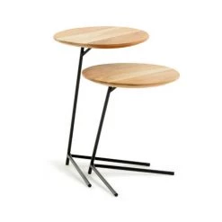 Kave Home - Ensemble Asha De 2 Tables D'appoint En Bois Massif D'acacia Et Acier Ø 40 Cm / Ø 40 Cm - Naturel