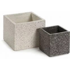 Kave Home - Ensemble De 2 Pots De Fleurs Carrés Bransc En Terrazzo Blanc Et Noir - Blanc