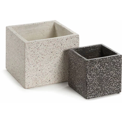 Kave Home - Ensemble De 2 Pots De Fleurs Carrés Bransc En Terrazzo Blanc Et Noir - Blanc 3 Kave Home - Ensemble De 2 Pots De Fleurs Carrés Bransc En Terrazzo Blanc Et Noir - Blanc