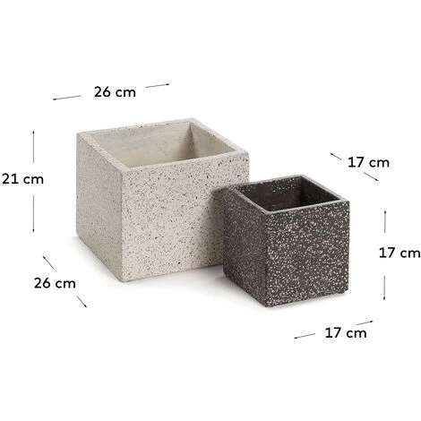 Kave Home - Ensemble De 2 Pots De Fleurs Carrés Bransc En Terrazzo Blanc Et Noir - Blanc 5 Kave Home - Ensemble De 2 Pots De Fleurs Carrés Bransc En Terrazzo Blanc Et Noir - Blanc – Image 3