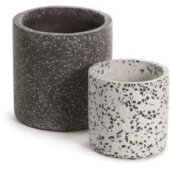 Kave Home - Set Bransc De 2 Cache-pots Ronds Ø 20 Cm / Ø 15 Cm - Noir