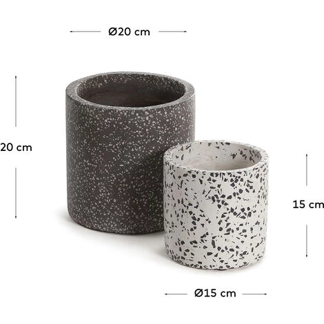 Kave Home - Set Bransc De 2 Cache-pots Ronds Ø 20 Cm / Ø 15 Cm - Noir 5 Kave Home - Set Bransc De 2 Cache-pots Ronds Ø 20 Cm / Ø 15 Cm - Noir – Image 3