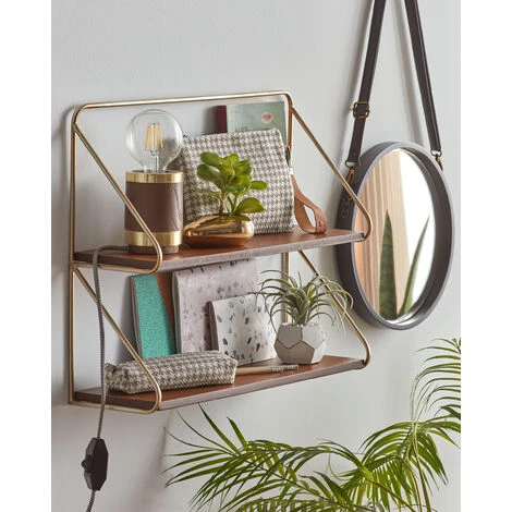 Kave Home - Étagère Catrina En Acier Finition Dorée 51 X 42 Cm - Naturel 4 Kave Home - Étagère Catrina En Acier Finition Dorée 51 X 42 Cm - Naturel – Image 2