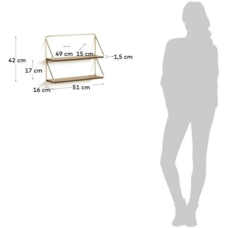 Kave Home - Étagère Catrina En Acier Finition Dorée 51 X 42 Cm - Naturel 5 Kave Home - Étagère Catrina En Acier Finition Dorée 51 X 42 Cm - Naturel – Image 3