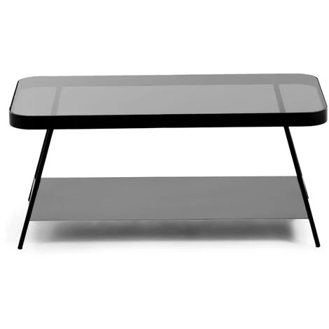 Kave Home - Table Basse Duilia En Verre Gris Fumé Et Structure En Acier Noir 90 X 45 Cm - Noir 4 Kave Home - Table Basse Duilia En Verre Gris Fumé Et Structure En Acier Noir 90 X 45 Cm - Noir – Image 2