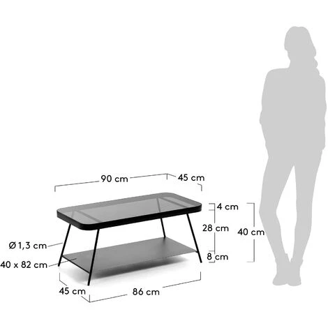 Kave Home - Table Basse Duilia En Verre Gris Fumé Et Structure En Acier Noir 90 X 45 Cm - Noir 6 Kave Home - Table Basse Duilia En Verre Gris Fumé Et Structure En Acier Noir 90 X 45 Cm - Noir – Image 4