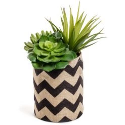 Kave Home - Mélanger Des Plantes Suculenta Artificielles Dans Un Pot De Raphia Naturel Et Noir - Naturel