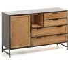 Kave Home - Buffet Kyoko 1 Porte Et 4 Tiroirs Bois De Sapin Massif Osier Et Métal Noir 120 X 75 Cm - Noir 2 Kave Home - Buffet Kyoko 1 Porte Et 4 Tiroirs Bois De Sapin Massif Osier Et Métal Noir 120 X 75 Cm - Noir -KAVE HOME Soldes 2022 15588432 1