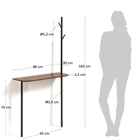 Kave Home - Console Avec Portemanteau Marcolina 80 X 160 Cm - Noir 6 Kave Home - Console Avec Portemanteau Marcolina 80 X 160 Cm - Noir – Image 4