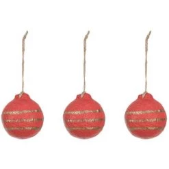 Kave Home - Boules De Noël Galia Rouges à Rayures - Rouge