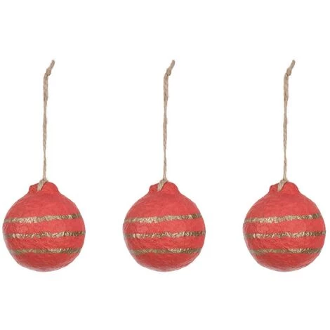 Kave Home - Boules De Noël Galia Rouges à Rayures - Rouge 3 Kave Home - Boules De Noël Galia Rouges à Rayures - Rouge