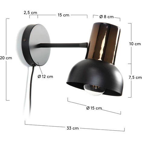 Kave Home - Applique Amina En Métal Avec Finition Noire Et Cuivre - Cuivre 5 Kave Home - Applique Amina En Métal Avec Finition Noire Et Cuivre - Cuivre – Image 3