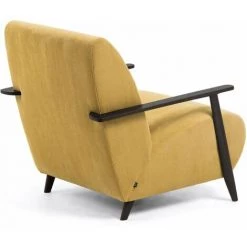 Kave Home - Fauteuil Meghan Velours Côtelé Moutarde Et Pieds En Bois Massif De Frêne Finition Wengé - Moutarde -KAVE HOME Soldes 2022 15834771 3